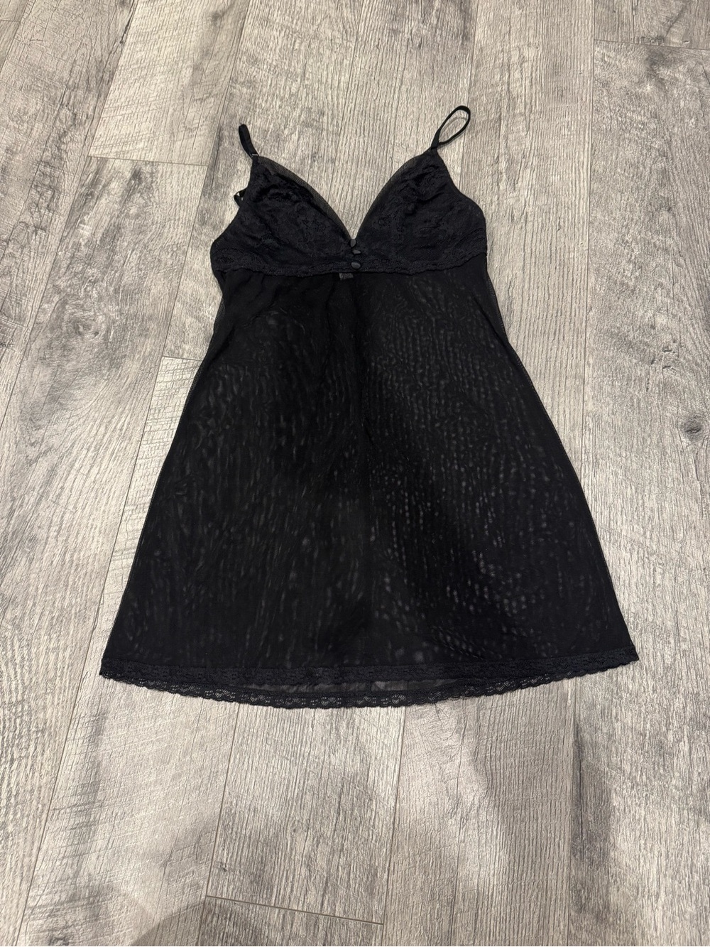 La Perla Vintage Black Mesh Lace Full Slip Adjustable Straps Size 34